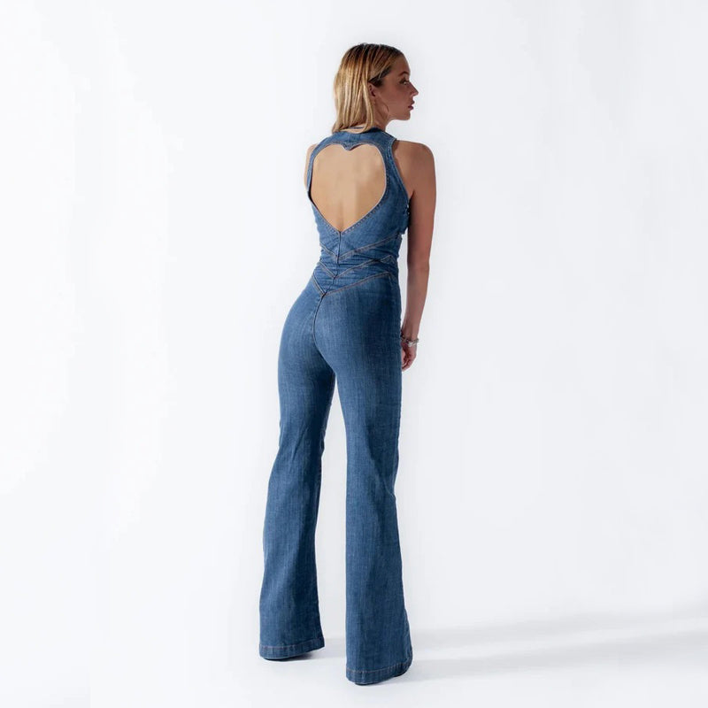 Stella™ | Backless Denim Jumpsuit