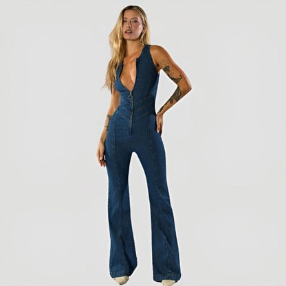 Stella™ | Backless Denim Jumpsuit
